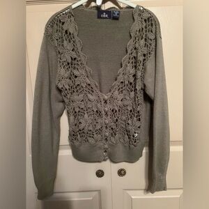 OBR Women's Green Crochet Cardigan